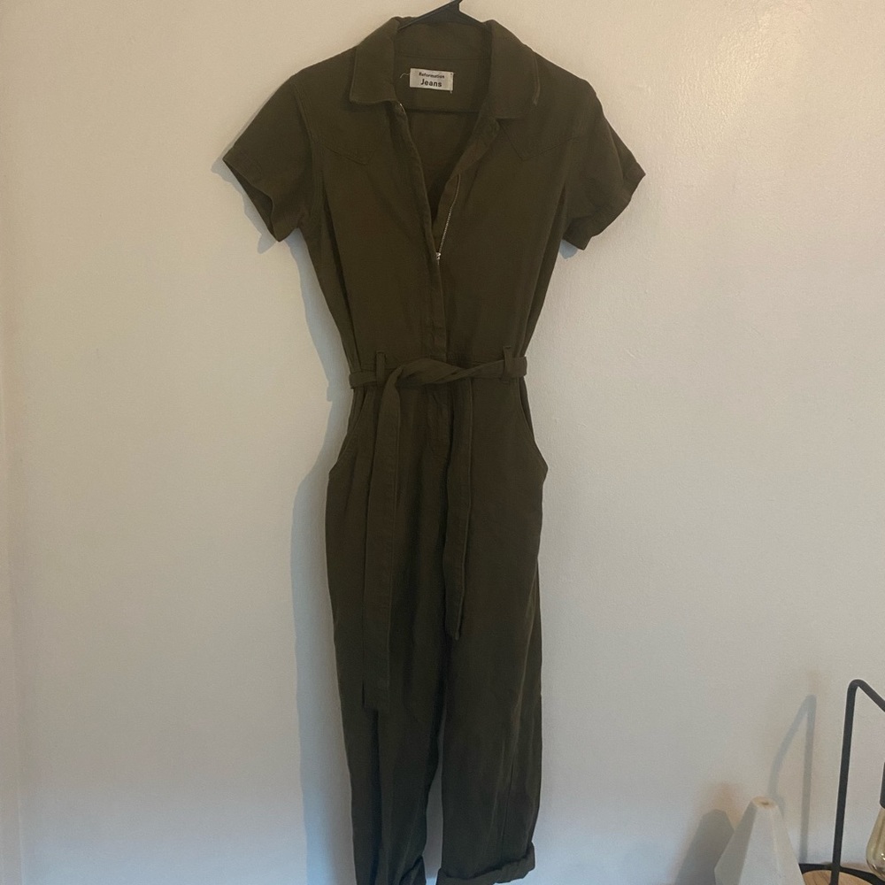Reformation Khaki Utility Jumpsuit